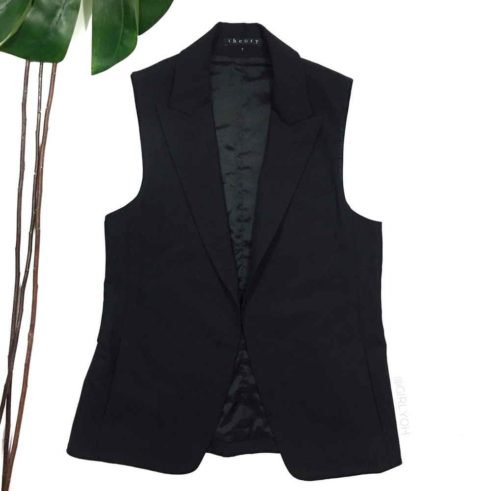 Theory Black Open Blazer Suit Sleeveless Vest 4